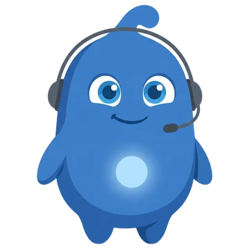 Clara, avatar azul con auricular y micrófono