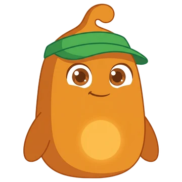 Eloy, avatar naranja con visera verde